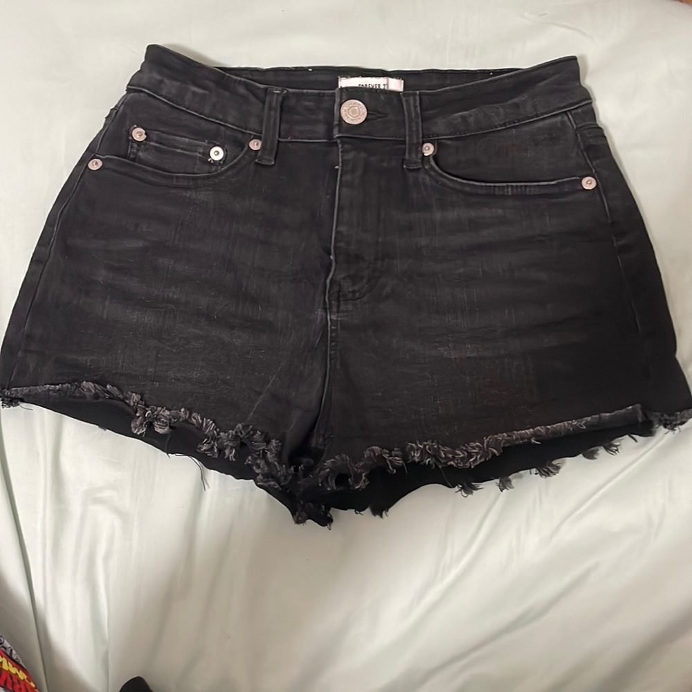 Black high waisted jean shorts